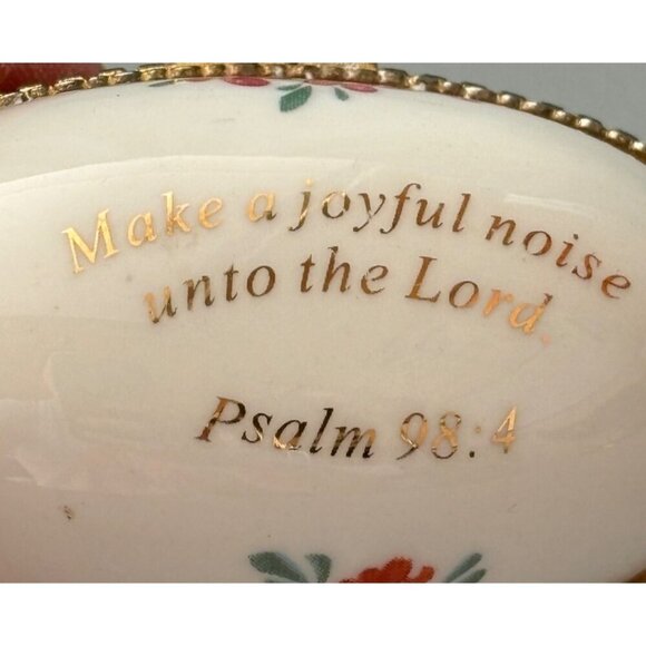 Imperial Porcelain Floral Hinged Trinket Box Psalm 98:4 Make A Joyful Noise - Picture 2 of 7